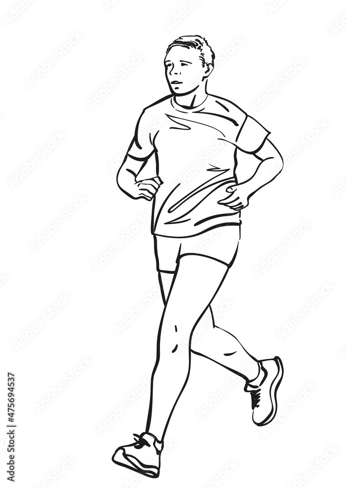 Sketch of running man, Hand drawn vector linear illustration Sketch of running man, Hand drawn vector linear illustration