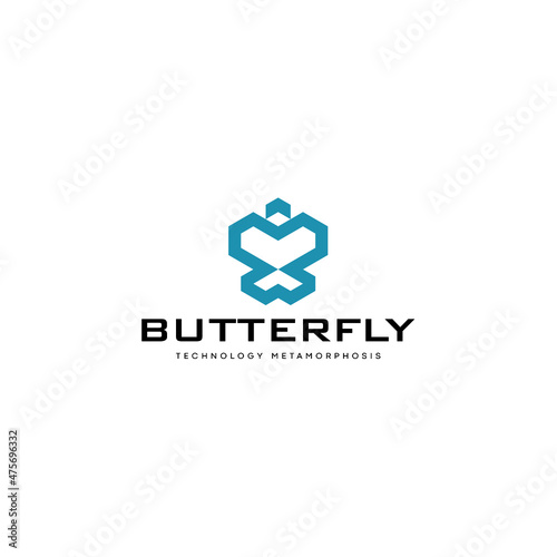 Abstract geometric butterfly logo design vector graphic