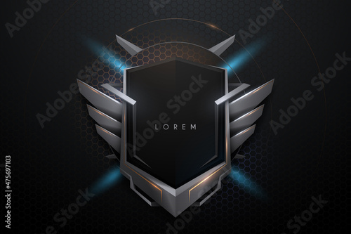 Metal technology badge template with light effect