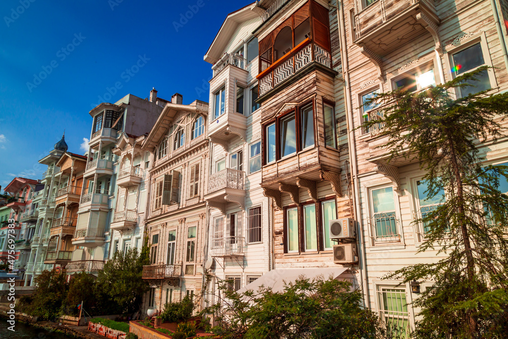 Colorful Houses in old city Arnavutkoy. Arnavutkoy is popular touristic destination in Istanbul