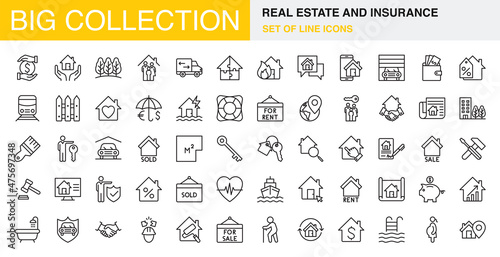 Real Estate And Insurance Big Collection Icon Set