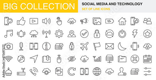 Social Media And Technology Big Collection Icon Set