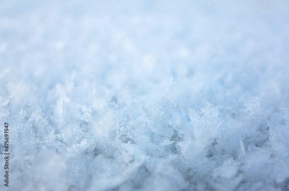 Snow frost bright abstract winter background close-up bokeh macro shot, Cold season rime pattern Snow frost bright abstract winter background close-up bokeh macro shot, Cold season rime pattern