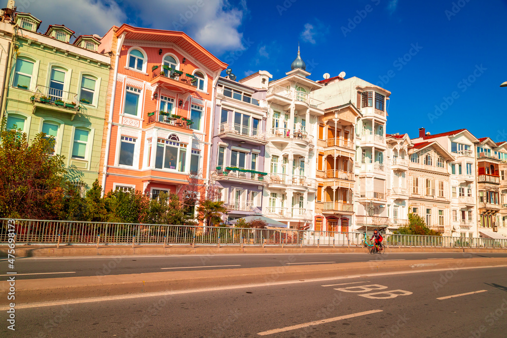 Colorful Houses in old city Arnavutkoy. Arnavutkoy is popular touristic destination in Istanbul