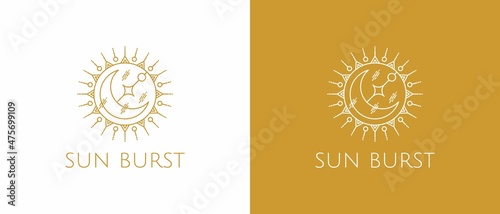 Mystic boho with moon crescent lunar star logo design