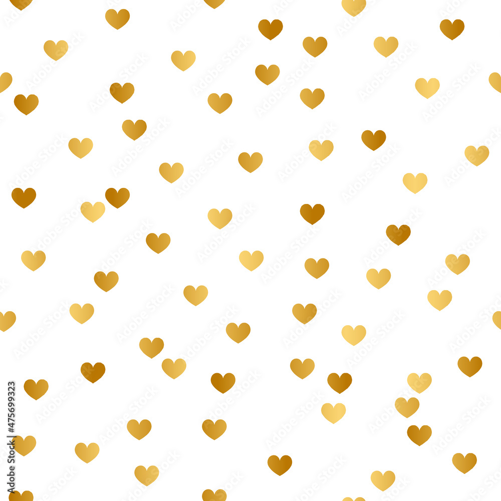 Gold Heart Pattern Design on White Background Gold Heart Pattern Design on White Background