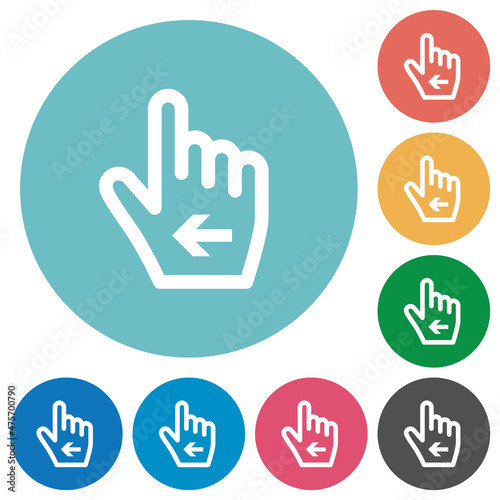 Hand cursor left outline flat round icons
