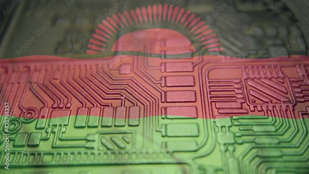 Republic of Malawi flag with Bitcoin Crypto currency. Concept showing national regulations, laws and monetary policy regarding the adoption of Digital Cash