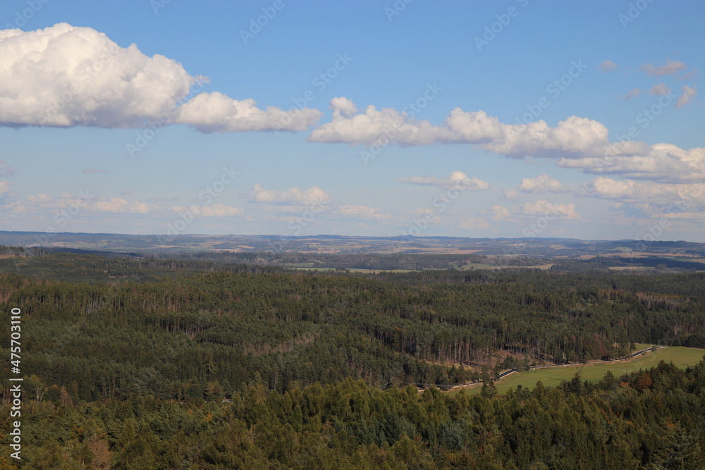 A view to the landscape and forests of Czech Canada natural park at Czech republic