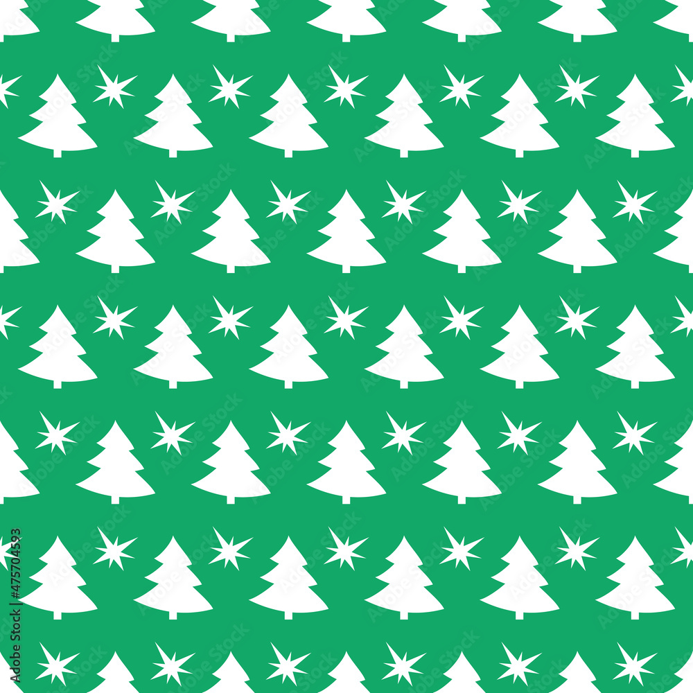 Obraz premium Christmas seamless pattern with star and tree