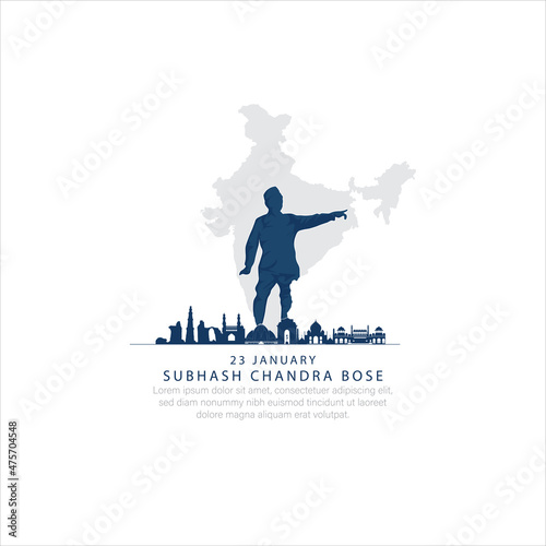 SUBHASH CHANDRA BOSE- 23 JANUARY VECTOR ILLUSTRATION.