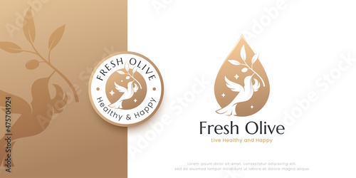 birds carrying olives logo design