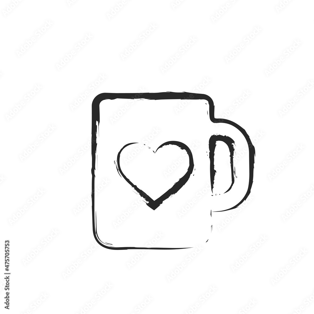 hand drawn cup with heart. love symbol. sketchy element for valentine's day design hand drawn cup with heart. love symbol. sketchy element for valentine's day design