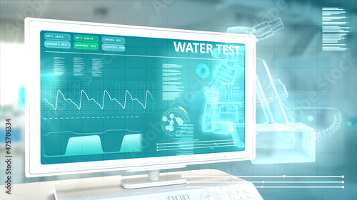 drinkable water quality test in high tech hospital room . industrial 3D rendering