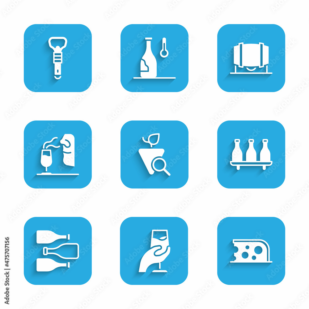 Set Grapes, Wine tasting, degustation, Cheese, Bottle of wine, Bottles, Sommelier, Wooden barrel for and opener icon. Vector Set Grapes, Wine tasting, degustation, Cheese, Bottle of wine, Bottles, Sommelier, Wooden barrel for and opener icon. Vector