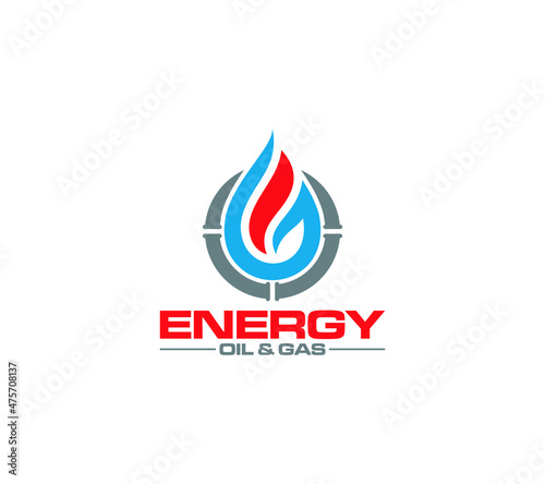 Oil and gas logo is energy, liquid, lubricant, diesel, petrol, gasoline, fuel, pipeline, plumbing, business and company logo.