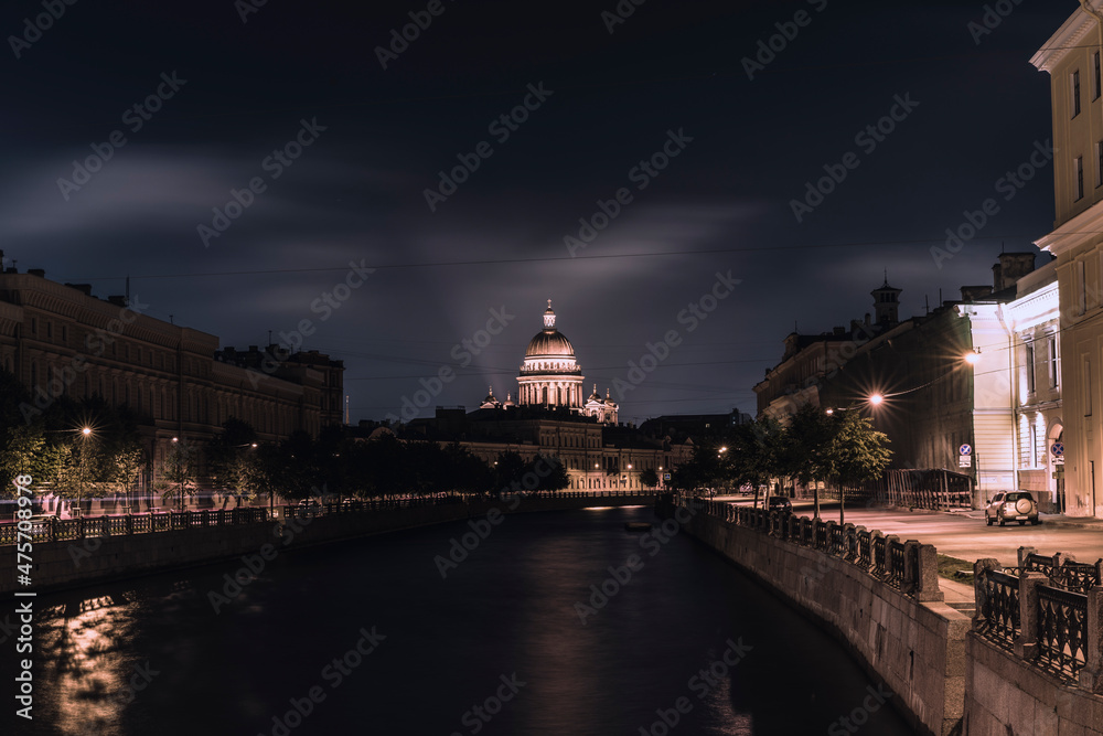 Night Photo of Saint-Petersburg sights 