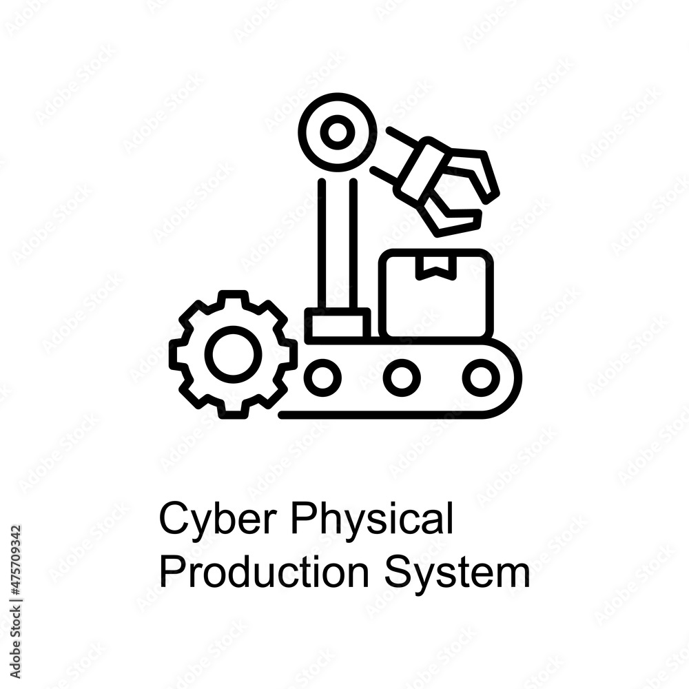 Cyber Physical Production System vector Outline Icon Design illustration. Digitalization and Industry Symbol on White background EPS 10 File
