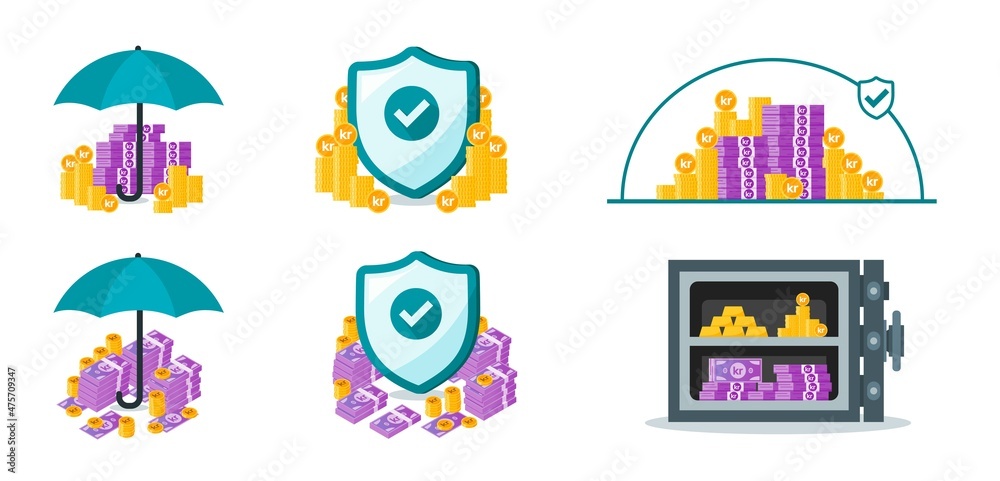 Fototapeta premium Norwegian Krone Money Protection and Security Set