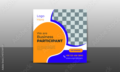 Creative business marketing social media post template Suitable for social media post and web internet ads. Vector illustration with photo college