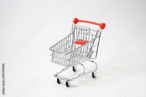 horizontal photo of customer cart on white isolated background