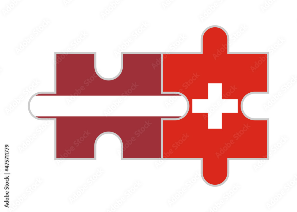 puzzle pieces of latvia and switzerland flags. vector illustration isolated on white background puzzle pieces of latvia and switzerland flags. vector illustration isolated on white background