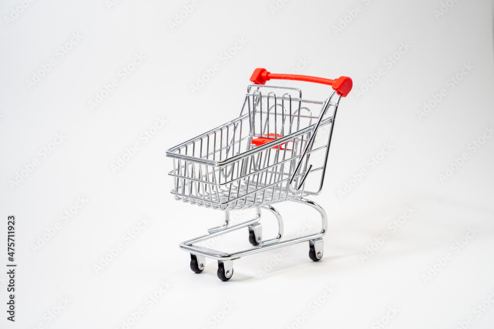 horizontal photo of customer trolley on white isolated background horizontal photo of customer trolley on white isolated background