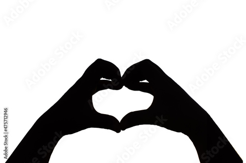 Hand heart silhouettes isolate on with background