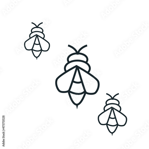 Fotografiet Bee colony thin line icon stock illustration
