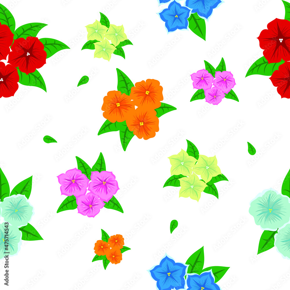 background pattern with a set of flowers and leaves 