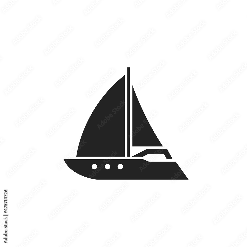 sailing yacht icon. sailboat for sea travel and rest.