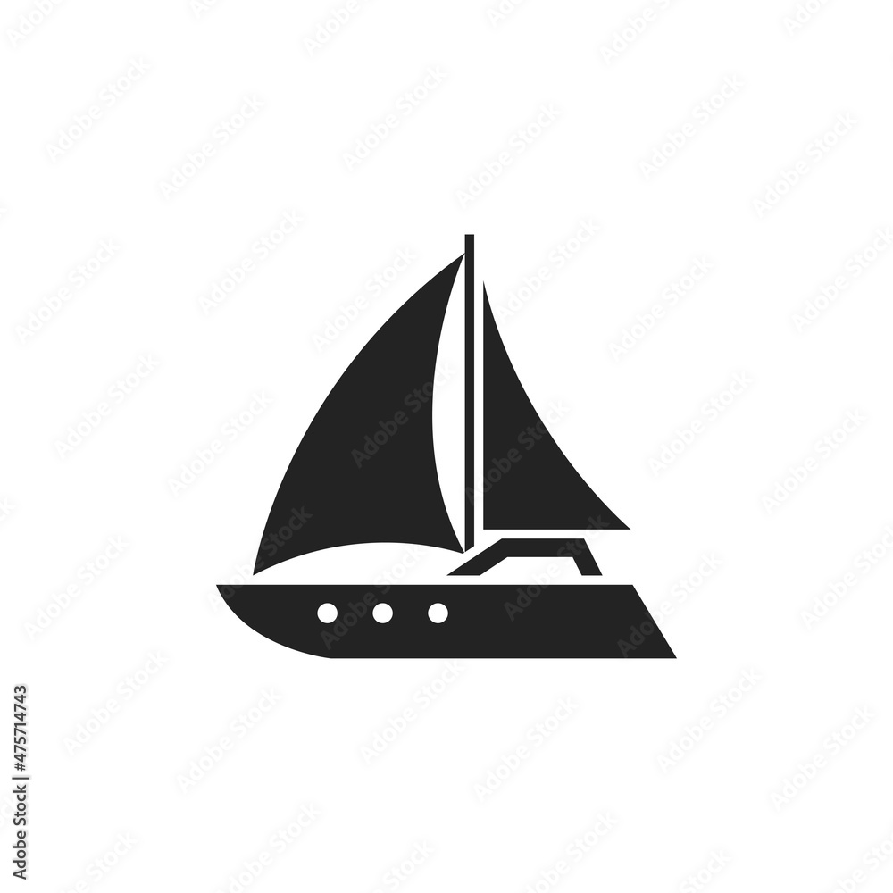 luxury sailing yacht icon. boat for sailing trip and tourism