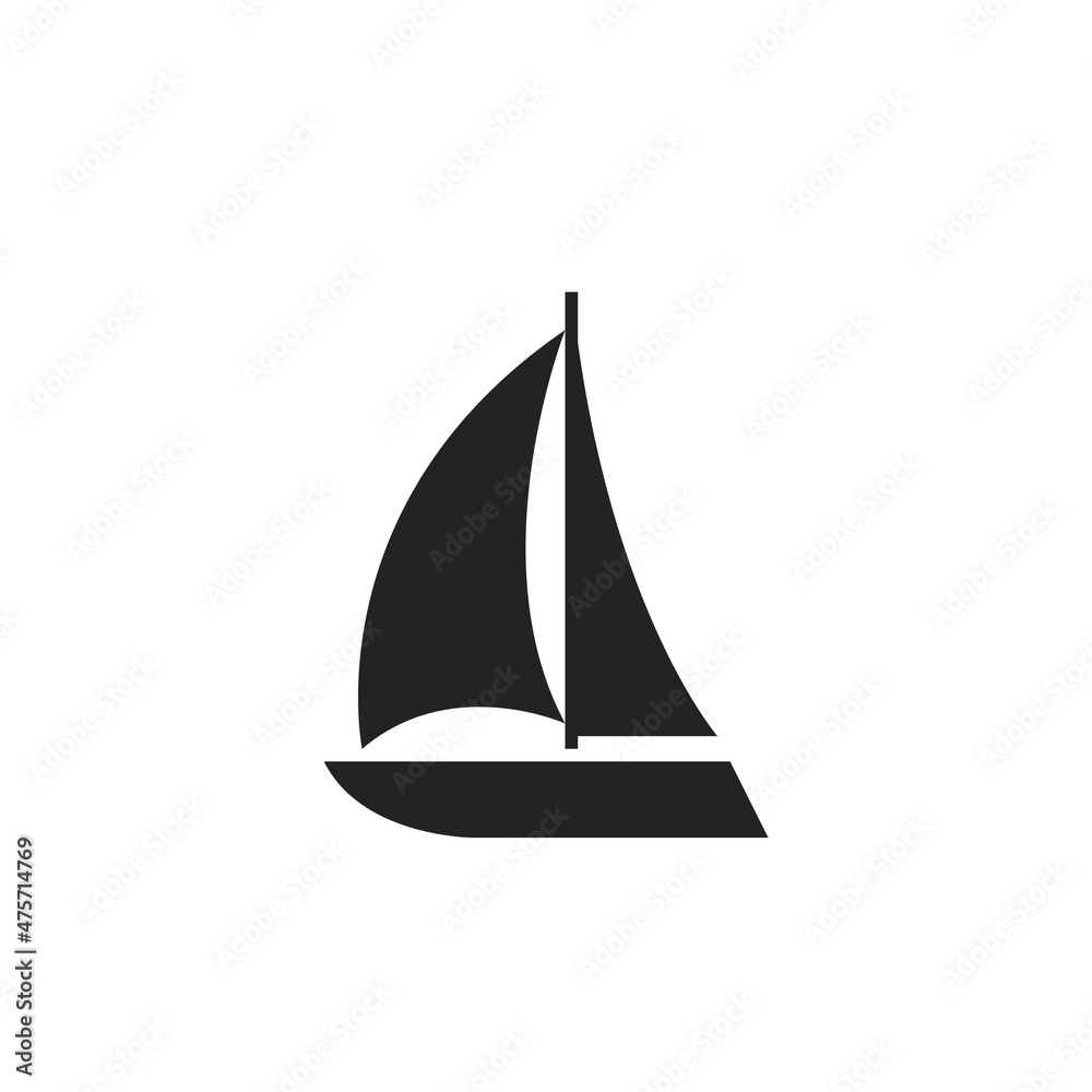 sailboat icon. yacht for sailing sea trip and tourism