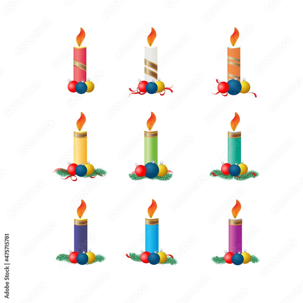 colorful christmas candle set illustration birthday colorful christmas candle set illustration birthday