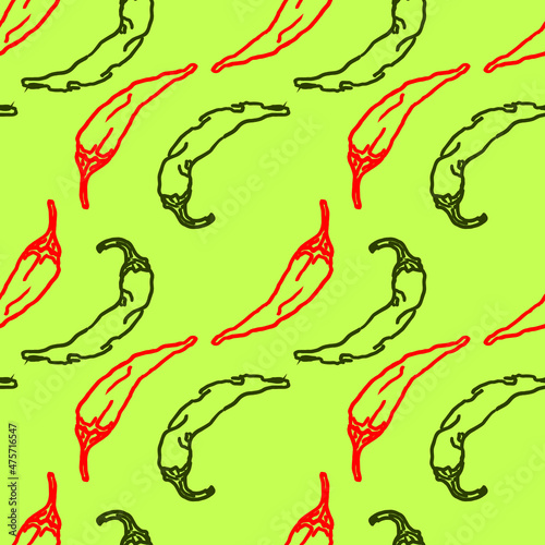 seamless pattern with pepper chili.vector illustration