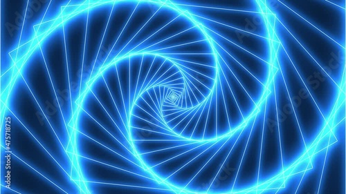 An endless rotating blue tunnel. Seamless video for audiovisual performances, light shows, nightclubs.