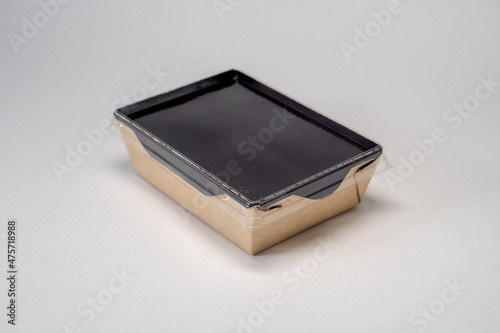paper food container on gray isolated background