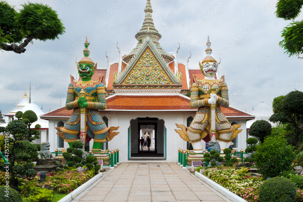 Bangkok, Thailand, november 2017 - view of  the Giant Statues at Wat Arun, also known as Temple of the Dawn
