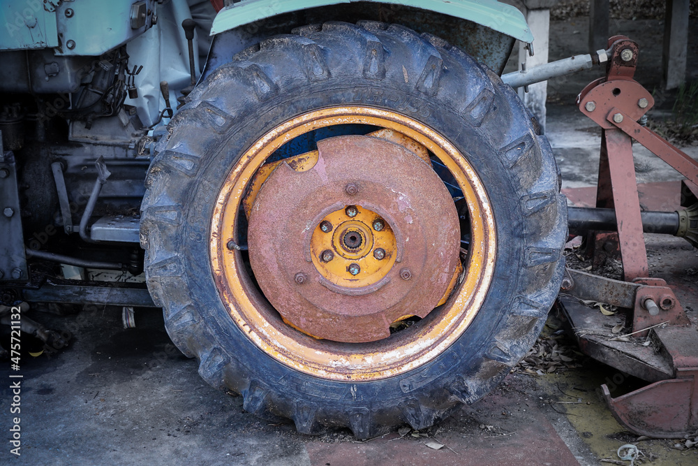 close-up of Rusty old tractor wheels. close-up of Rusty old tractor wheels.