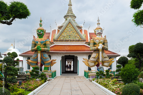 Bangkok, Thailand, november 2017 - view of  the Giant Statues at Wat Arun, also known as Temple of the Dawn
