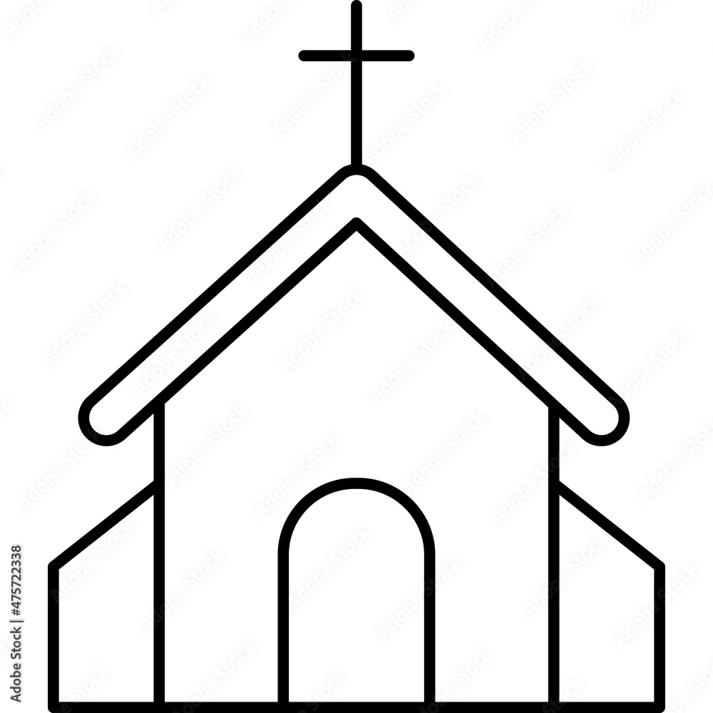 Church Christian Outline Icon Vector