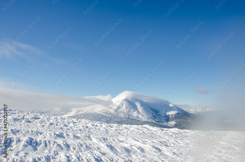 snow covered mountains