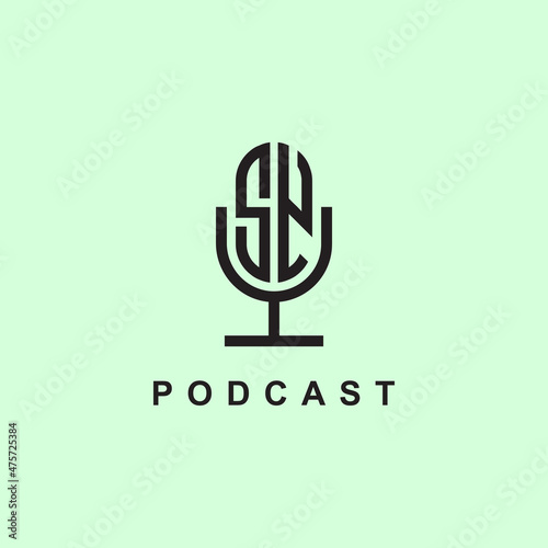 Creative Initial Letters SN Logo for Podcast Or Music.