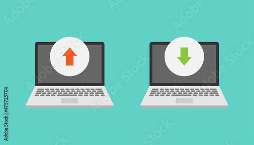Laptop and upload download vector design