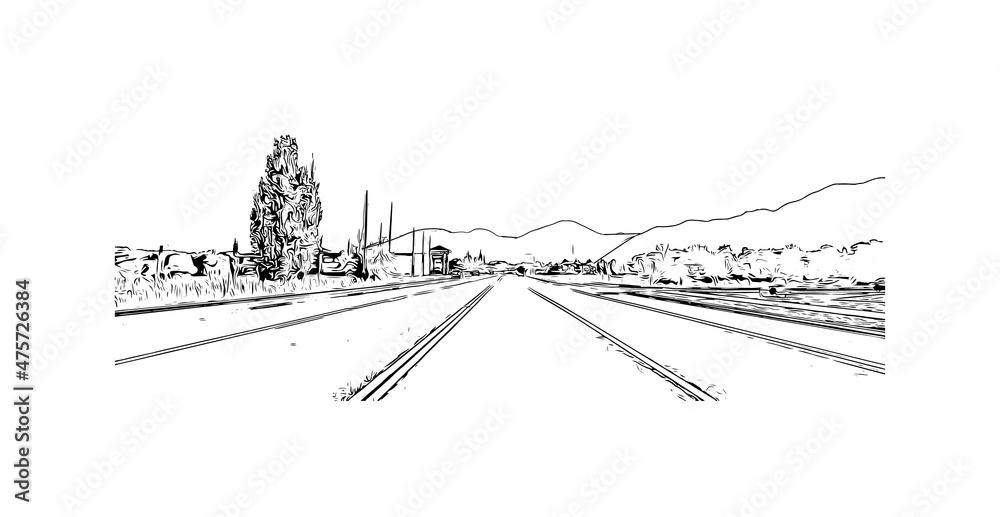 Building view with landmark of Logan is the city in Australia. Hand drawn sketch illustration in vector.