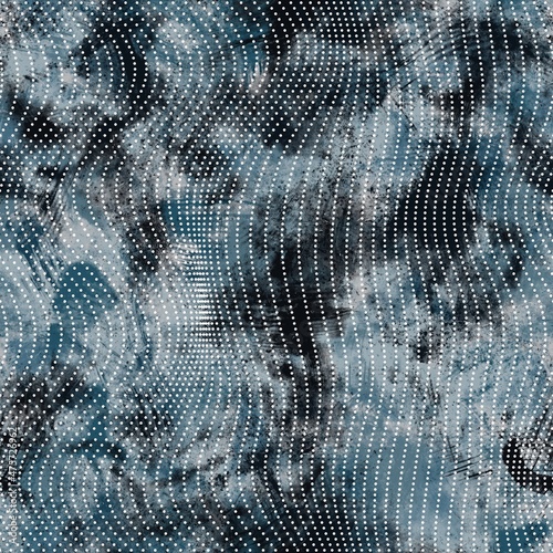Seamless navy blue and white abstract grungy seamless surface pattern design for print. High quality illustration. Texture for background or textile or fabric or wallpaper or interior design.