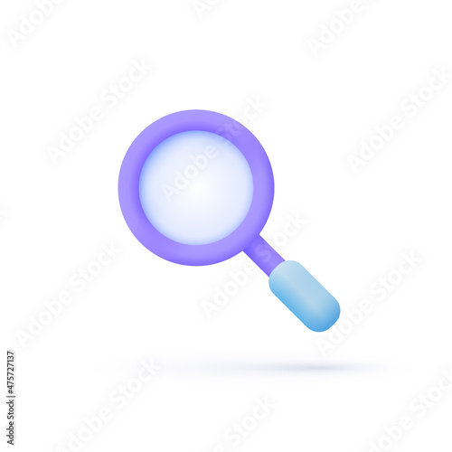 Lupe 3d in realistic style on white background. Business vector icon. Transparent background. Search icon vector