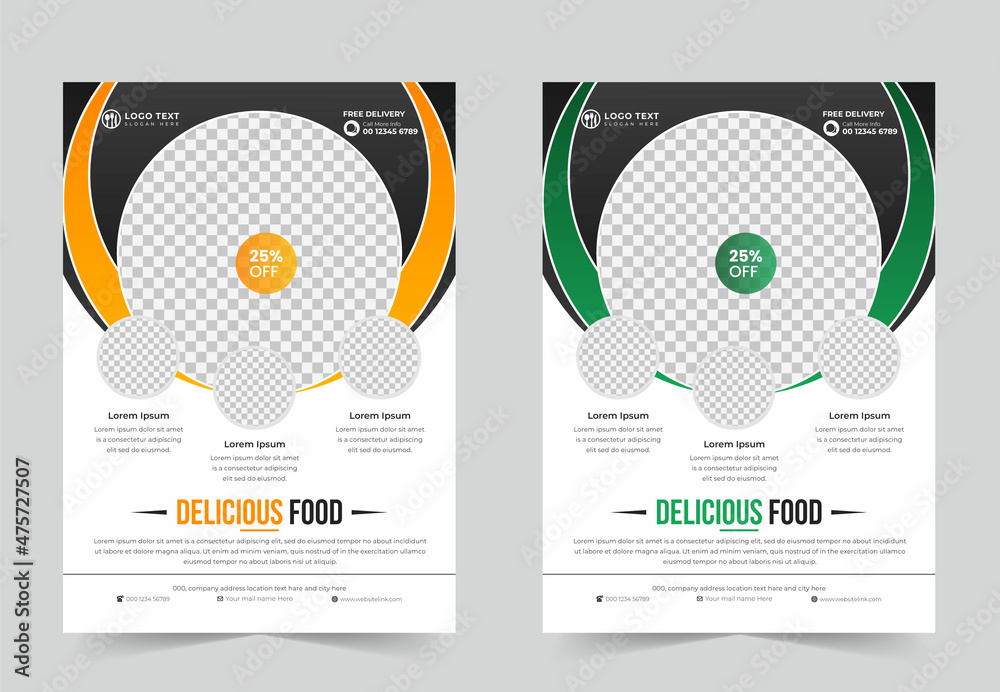 Delicious  healthy food flyer template and restaurant flyer template design