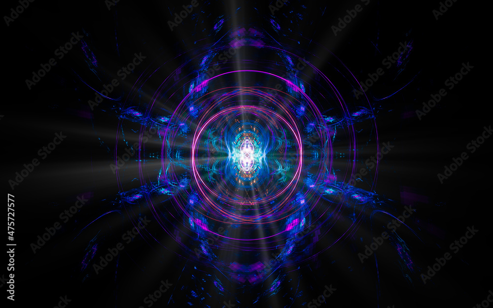 Fototapeta premium digital illustration abstract image generated fractal background image portal pattern of various geometric shapes and lines of various colors for computer graphics or web design