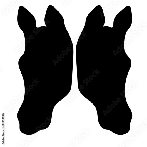 two horses black heads on white background valentines day
